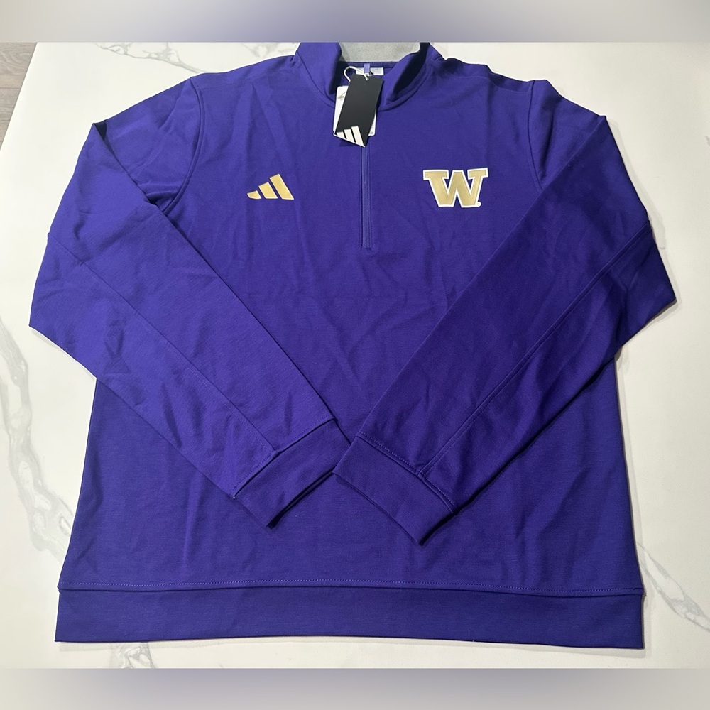 Washington Huskies Men’s Adidas 1/4 Zip Long Sleeve Retails For $100